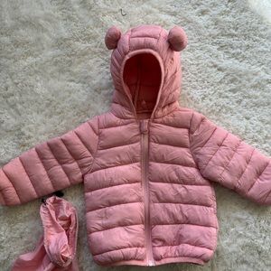 Cecorc Bear Baby Puffer Coat 6-12 Month Pink winter puffer unisex